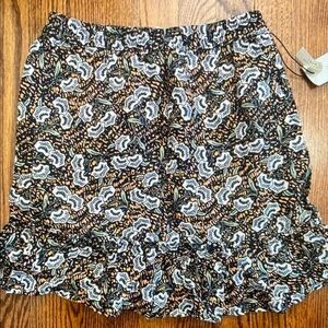 Rachel Zoe Black Multi Floral Ruffle Mini Skirt